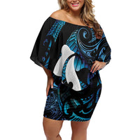 Hei Matau New Zealand Matariki Family Matching Off Shoulder Short Dress and Hawaiian Shirt NZ Fish Hook Maori Art