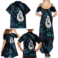 Hei Matau New Zealand Matariki Family Matching Summer Maxi Dress and Hawaiian Shirt NZ Fish Hook Maori Art