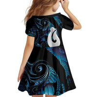 Hei Matau New Zealand Matariki Kid Short Sleeve Dress NZ Fish Hook Maori Art LT14 - Polynesian Pride