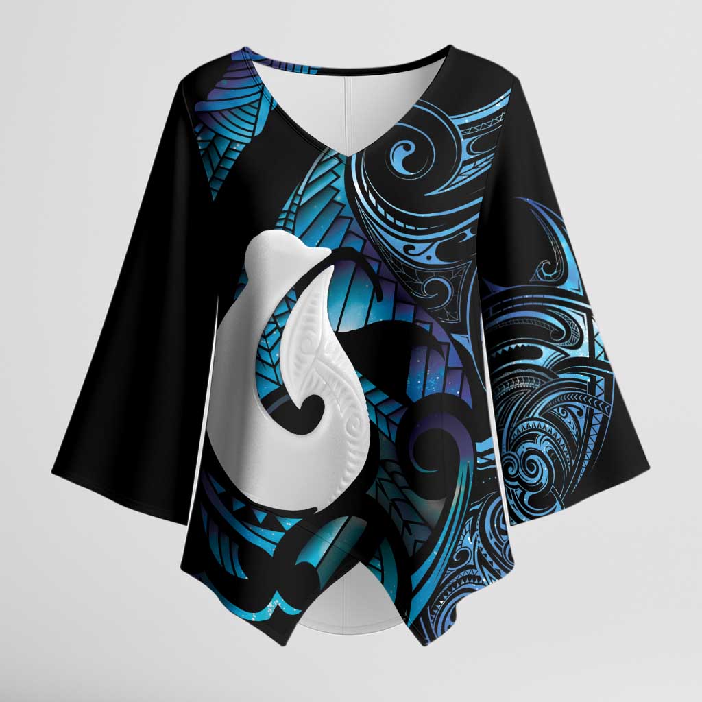 Hei Matau New Zealand Matariki Kimono Sleeve Blouse NZ Fish Hook Maori Art LT14 Female Purple - Polynesian Pride