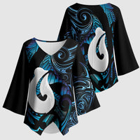 Hei Matau New Zealand Matariki Kimono Sleeve Blouse NZ Fish Hook Maori Art LT14 - Polynesian Pride