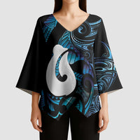Hei Matau New Zealand Matariki Kimono Sleeve Blouse NZ Fish Hook Maori Art LT14 - Polynesian Pride