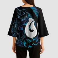 Hei Matau New Zealand Matariki Kimono Sleeve Blouse NZ Fish Hook Maori Art LT14 - Polynesian Pride