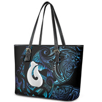 Hei Matau New Zealand Matariki Leather Tote Bag NZ Fish Hook Maori Art LT14 - Polynesian Pride