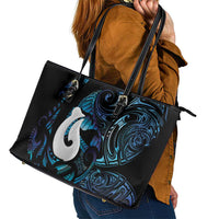 Hei Matau New Zealand Matariki Leather Tote Bag NZ Fish Hook Maori Art LT14 - Polynesian Pride