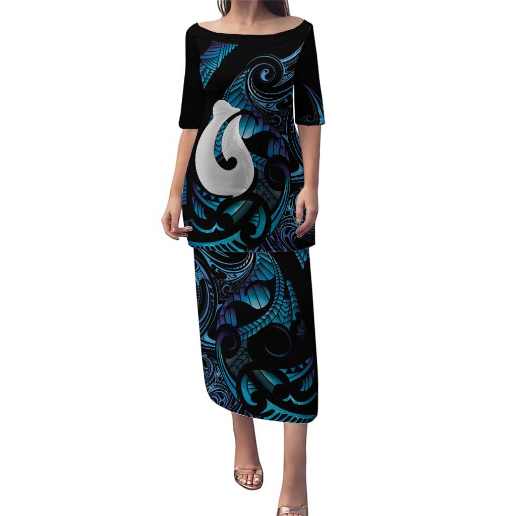 Hei Matau New Zealand Matariki Puletasi NZ Fish Hook Maori Art LT14 Long Dress Purple - Polynesian Pride