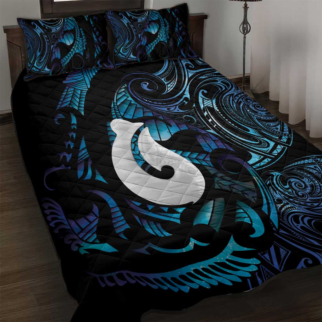 Hei Matau New Zealand Matariki Quilt Bed Set NZ Fish Hook Maori Art LT14 Purple - Polynesian Pride
