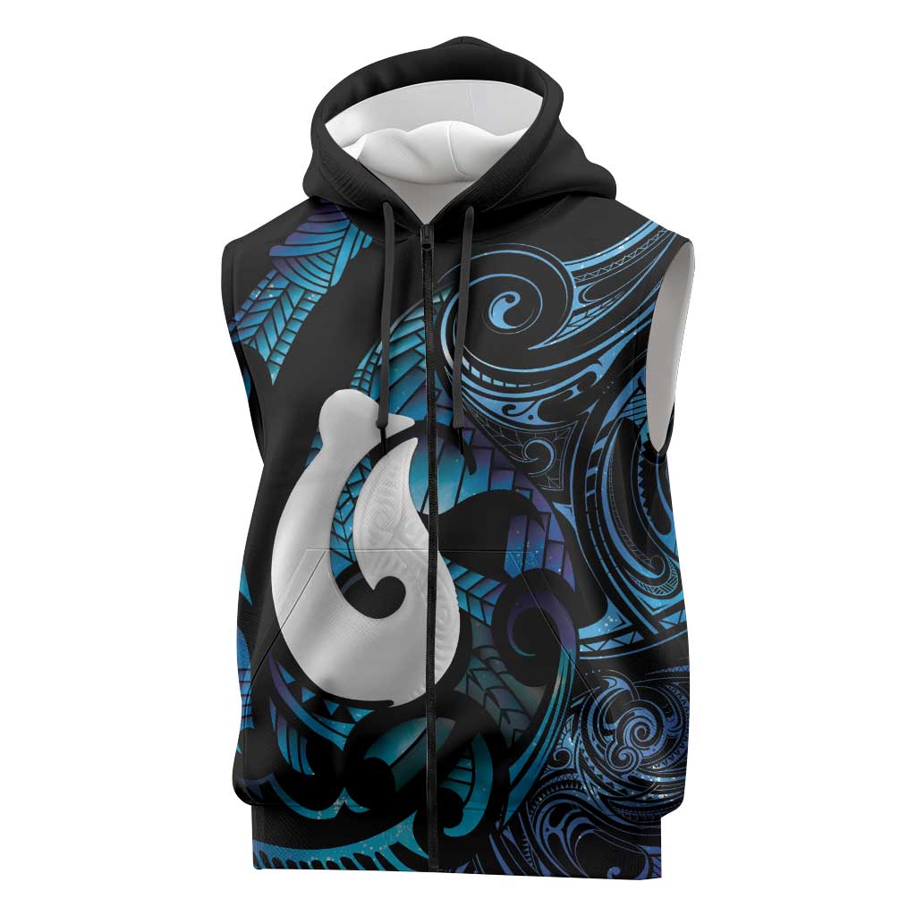 Hei Matau New Zealand Matariki Sleeveless Zip Hoodie NZ Fish Hook Maori Art LT14 Purple - Polynesian Pride