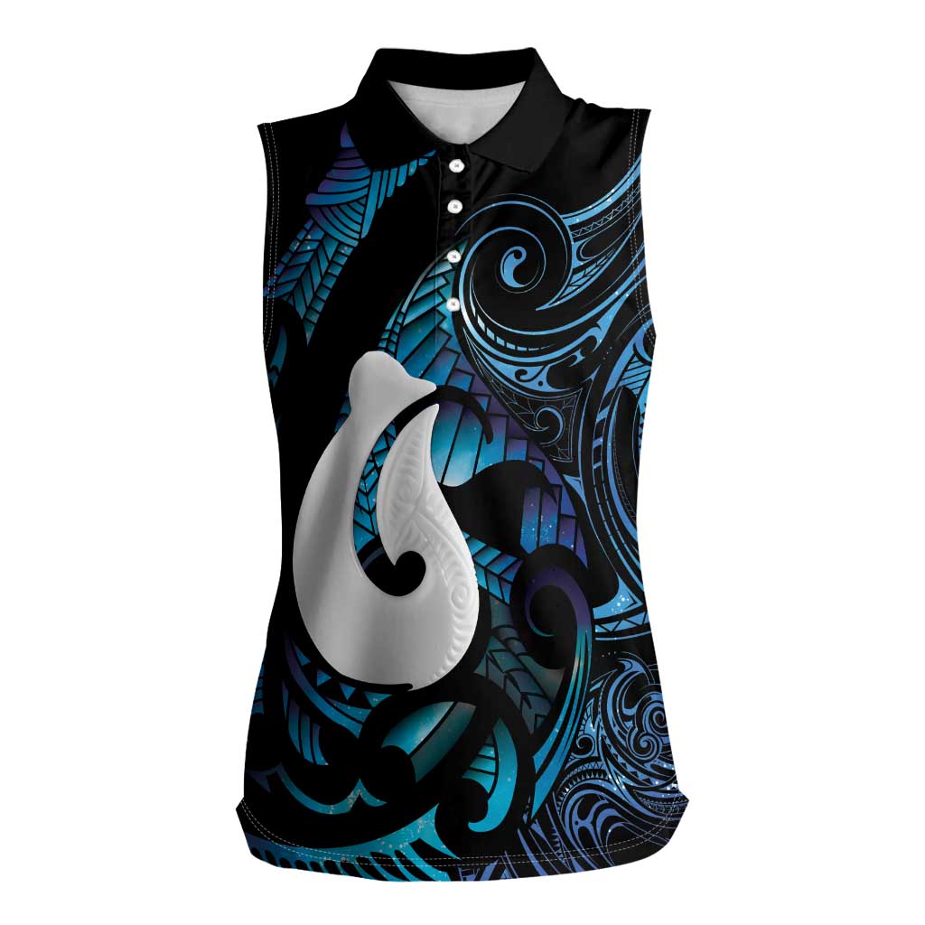 Hei Matau New Zealand Matariki Women Sleeveless Polo Shirt NZ Fish Hook Maori Art LT14 Female Purple - Polynesian Pride