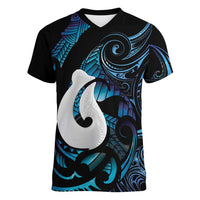 Hei Matau New Zealand Matariki Women V-Neck T-Shirt NZ Fish Hook Maori Art