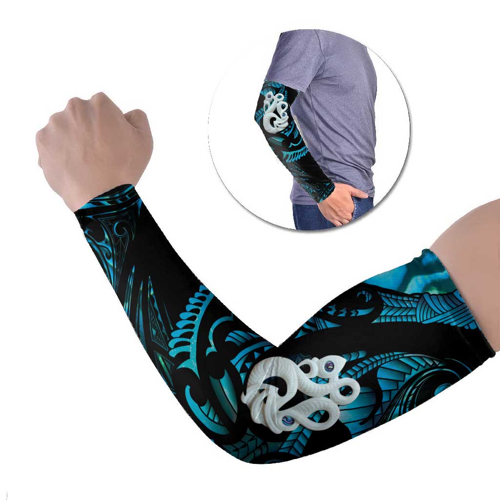 Manaia New Zealand Matariki Arm Sleeves NZ Paua Shell Maori Art LT14 Set of 2 Turquoise - Polynesian Pride