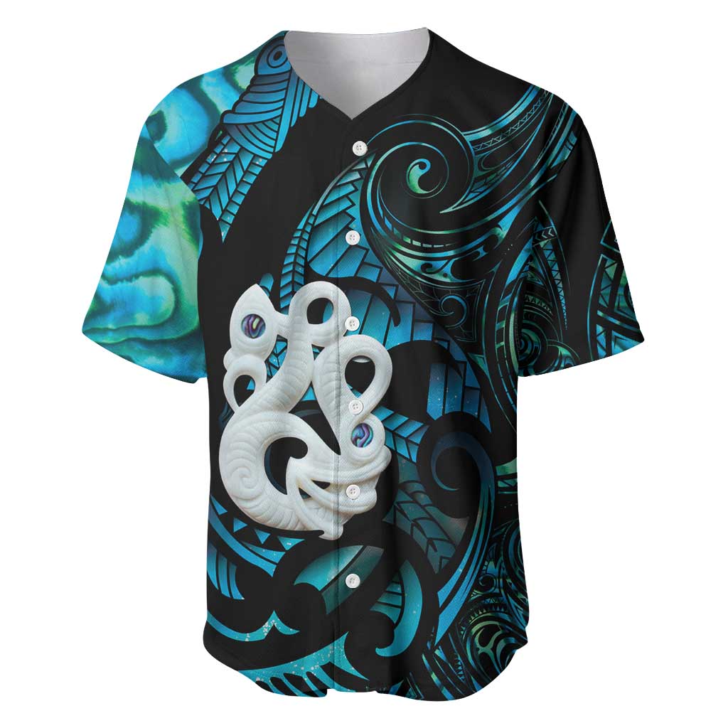 Manaia New Zealand Matariki Baseball Jersey NZ Paua Shell Maori Art LT14 Turquoise - Polynesian Pride