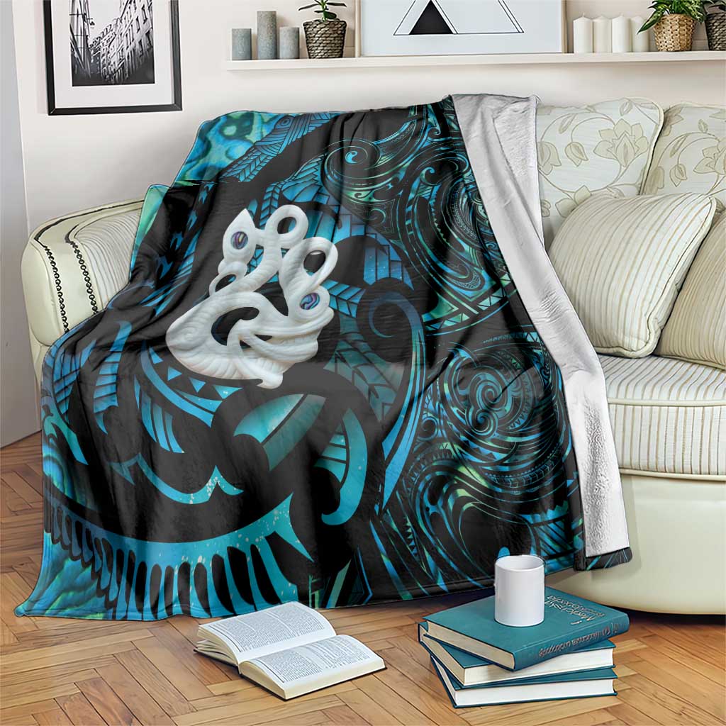 Manaia New Zealand Matariki Blanket NZ Paua Shell Maori Art LT14 Turquoise - Polynesian Pride