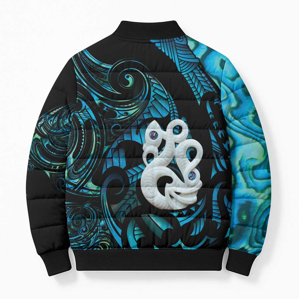 Manaia New Zealand Matariki Bomber Puffer Jacket NZ Paua Shell Maori Art LT14 - Polynesian Pride