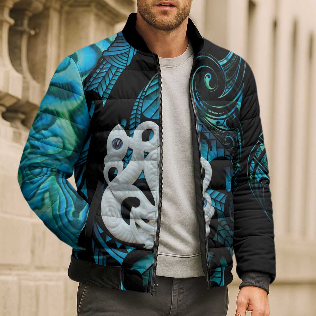 Manaia New Zealand Matariki Bomber Puffer Jacket NZ Paua Shell Maori Art LT14 - Polynesian Pride