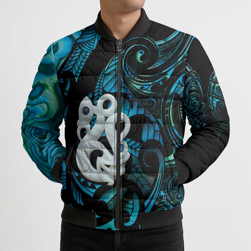 Manaia New Zealand Matariki Bomber Puffer Jacket NZ Paua Shell Maori Art LT14 - Polynesian Pride