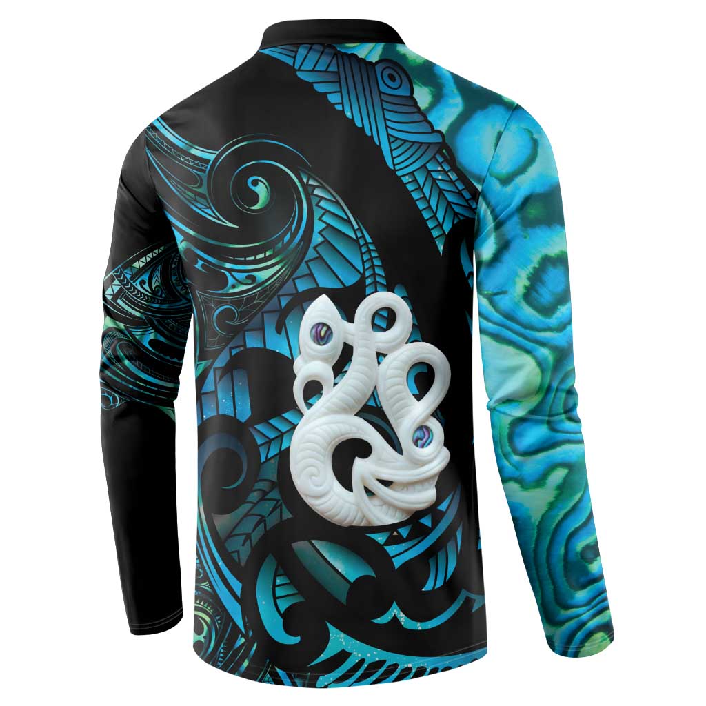 Manaia New Zealand Matariki Button Sweatshirt NZ Paua Shell Maori Art LT14 - Polynesian Pride
