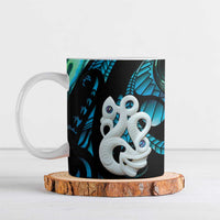 Manaia New Zealand Matariki Ceramic Mug NZ Paua Shell Maori Art LT14 Turquoise - Polynesian Pride