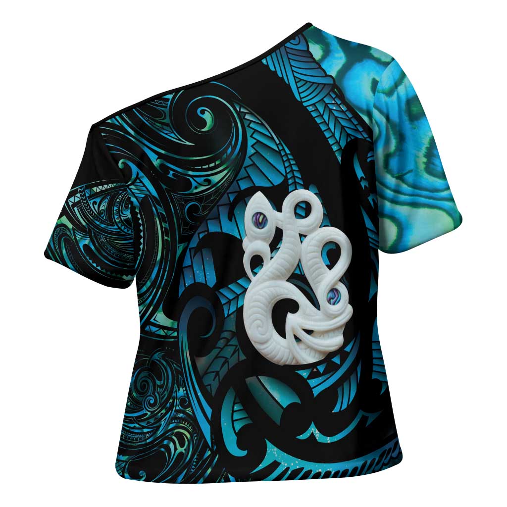 Manaia New Zealand Matariki Cross Shoulder Shirt NZ Paua Shell Maori Art LT14 - Polynesian Pride