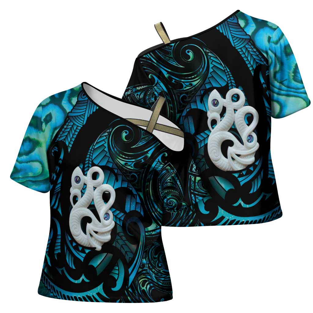 Manaia New Zealand Matariki Cross Shoulder Shirt NZ Paua Shell Maori Art LT14 - Polynesian Pride