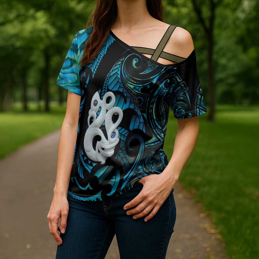 Manaia New Zealand Matariki Cross Shoulder Shirt NZ Paua Shell Maori Art LT14 - Polynesian Pride