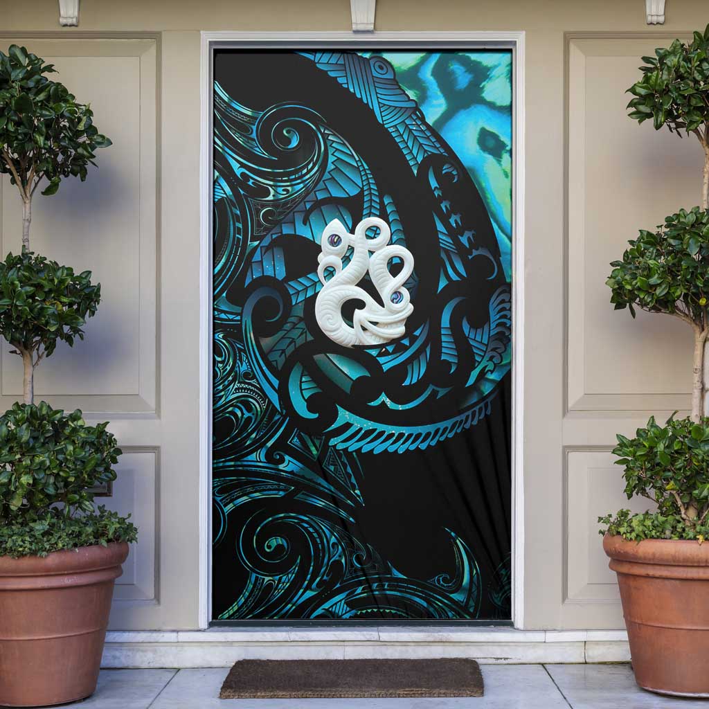 Manaia New Zealand Matariki Door Cover NZ Paua Shell Maori Art LT14 Turquoise - Polynesian Pride