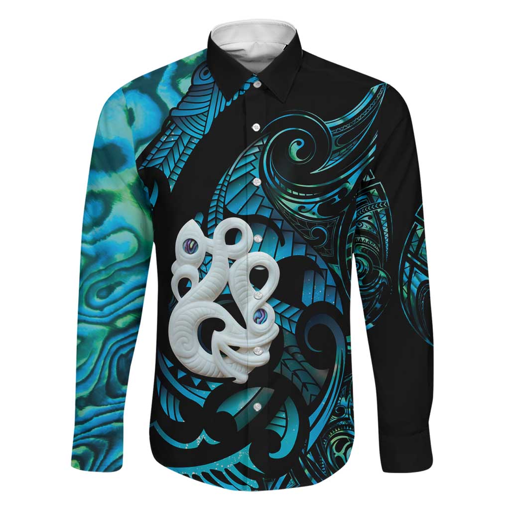 Manaia New Zealand Matariki Family Matching Long Sleeve Bodycon Dress and Hawaiian Shirt NZ Paua Shell Maori Art