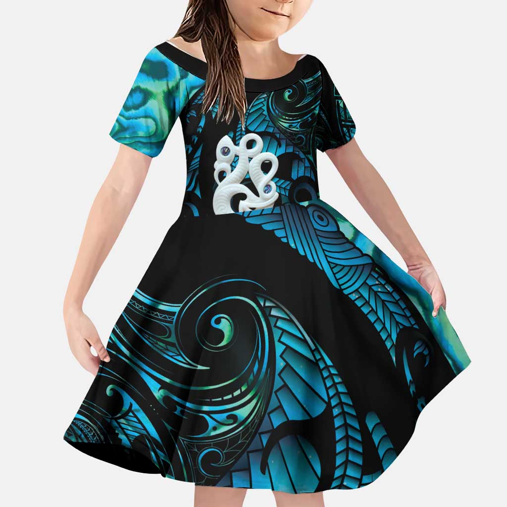 Manaia New Zealand Matariki Family Matching Mermaid Dress and Hawaiian Shirt NZ Paua Shell Maori Art