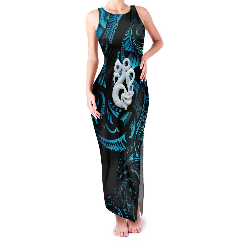 Manaia New Zealand Matariki Family Matching Tank Maxi Dress and Hawaiian Shirt NZ Paua Shell Maori Art