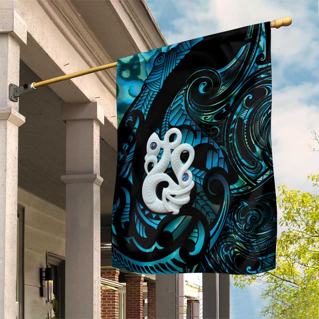 Manaia New Zealand Matariki Garden Flag NZ Paua Shell Maori Art LT14 House Flag Turquoise - Polynesian Pride