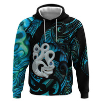 Manaia New Zealand Matariki Hoodie NZ Paua Shell Maori Art LT14 Pullover Hoodie Turquoise - Polynesian Pride