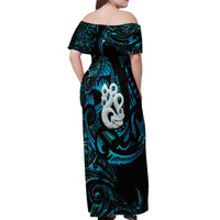 Manaia New Zealand Matariki Off Shoulder Maxi Dress NZ Paua Shell Maori Art LT14 - Polynesian Pride