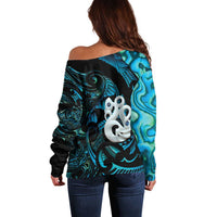 Manaia New Zealand Matariki Off Shoulder Sweater NZ Paua Shell Maori Art
