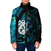 Manaia New Zealand Matariki Padded Jacket NZ Paua Shell Maori Art LT14 Men Turquoise - Polynesian Pride