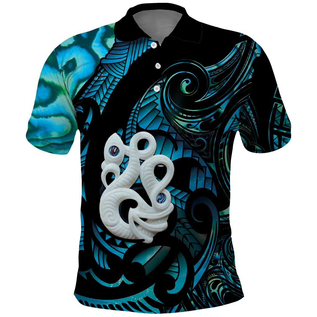 Manaia New Zealand Matariki Polo Shirt NZ Paua Shell Maori Art