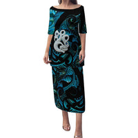 Manaia New Zealand Matariki Puletasi NZ Paua Shell Maori Art LT14 Long Dress Turquoise - Polynesian Pride