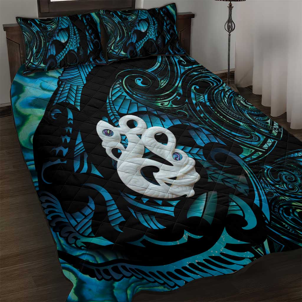 Manaia New Zealand Matariki Quilt Bed Set NZ Paua Shell Maori Art LT14 Turquoise - Polynesian Pride