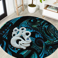 Manaia New Zealand Matariki Round Carpet NZ Paua Shell Maori Art LT14 Turquoise - Polynesian Pride