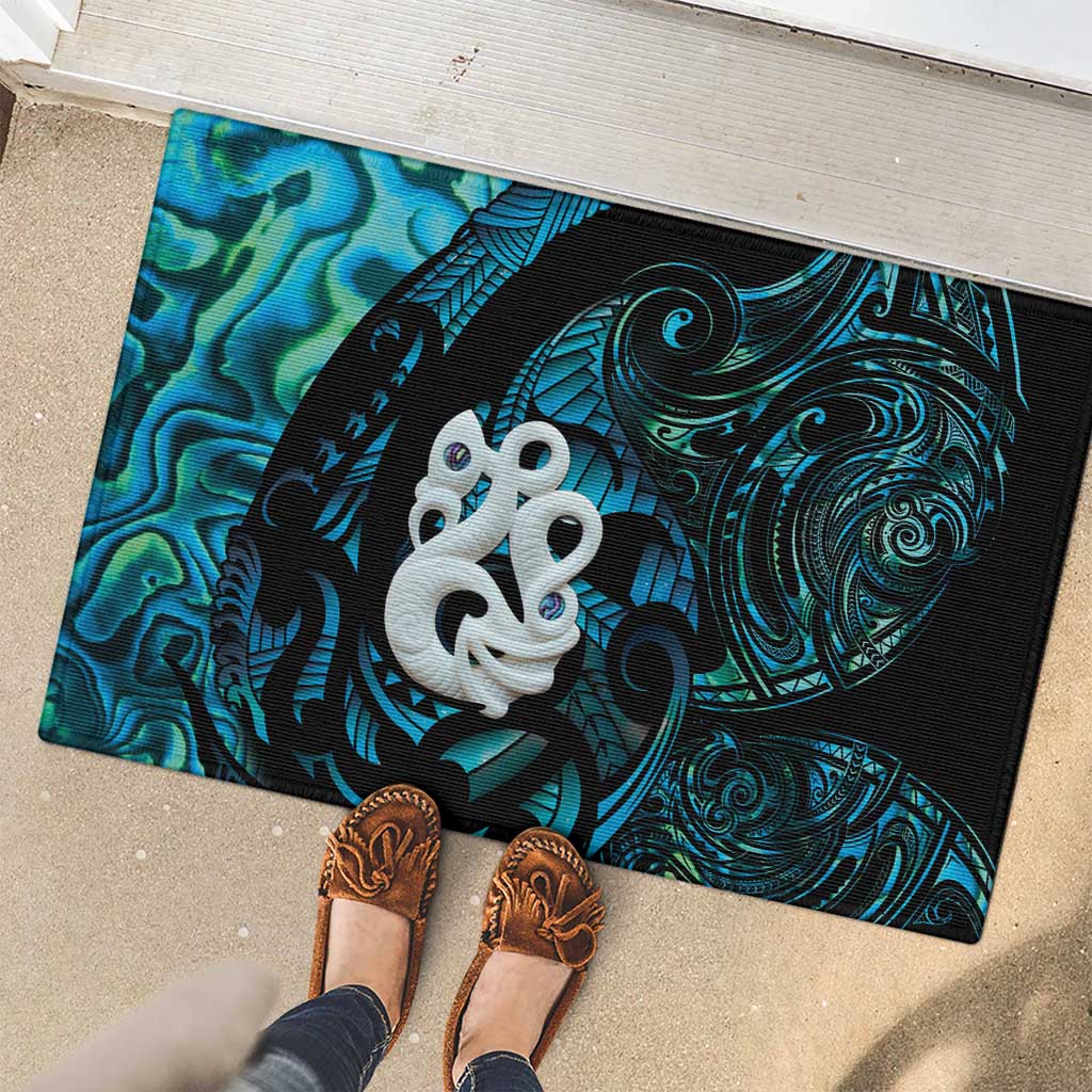 Manaia New Zealand Matariki Rubber Doormat NZ Paua Shell Maori Art LT14 - Polynesian Pride