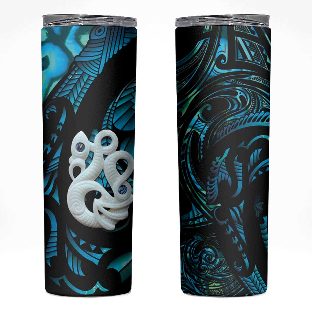 Manaia New Zealand Matariki Skinny Tumbler NZ Paua Shell Maori Art LT14 Turquoise - Polynesian Pride