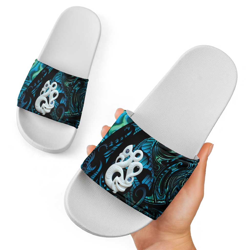Manaia New Zealand Matariki Slide Sandals NZ Paua Shell Maori Art LT14 - Polynesian Pride