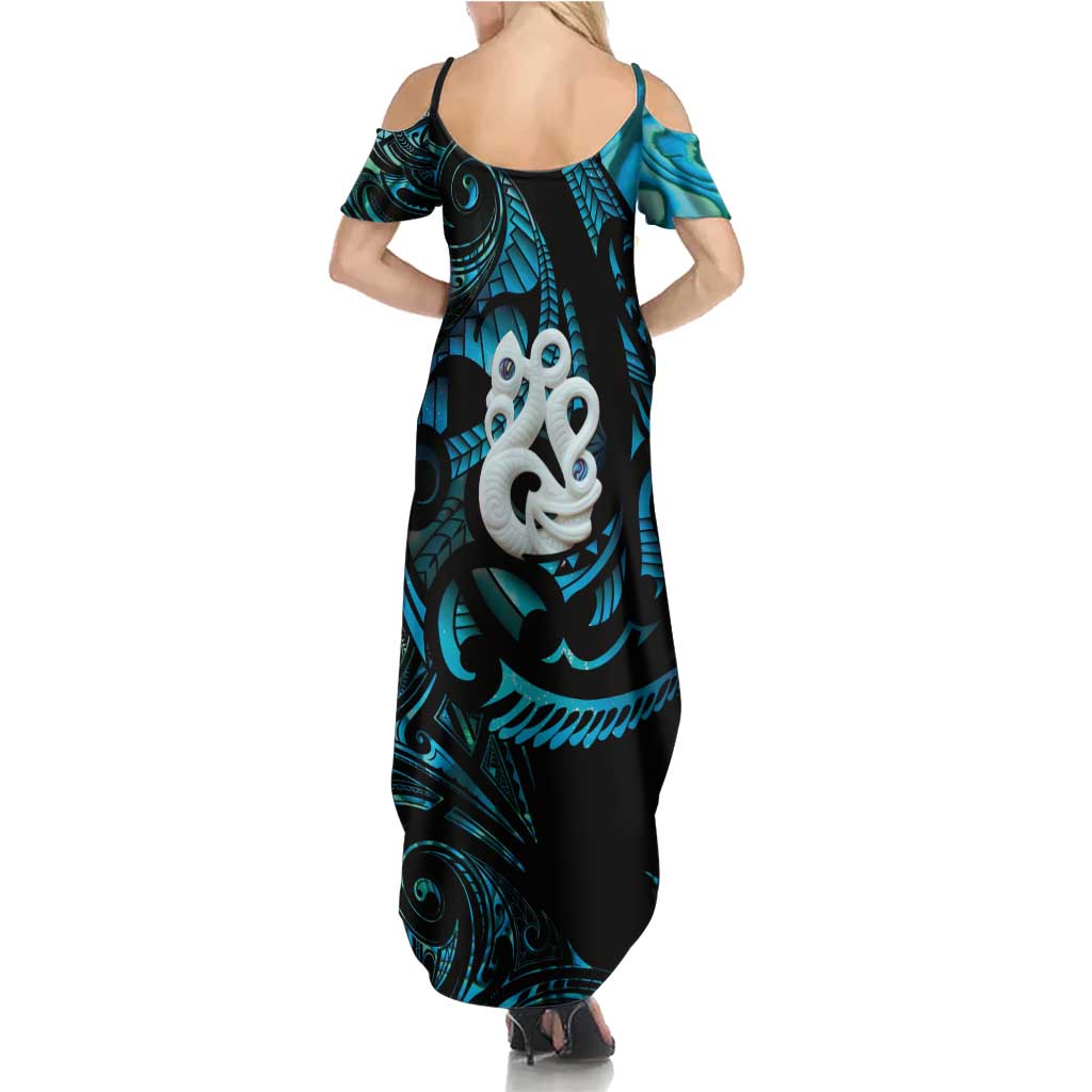 Manaia New Zealand Matariki Summer Maxi Dress NZ Paua Shell Maori Art LT14 - Polynesian Pride