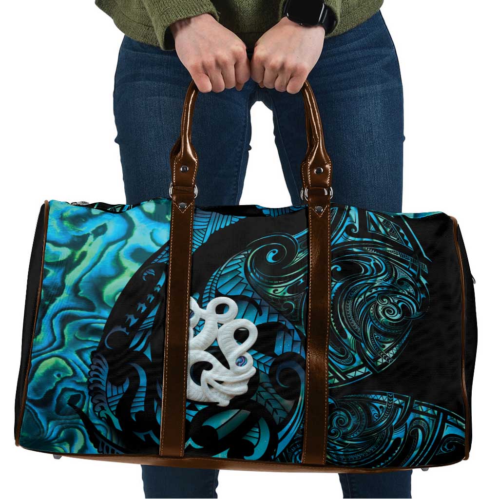 Manaia New Zealand Matariki Travel Bag NZ Paua Shell Maori Art LT14 Turquoise - Polynesian Pride