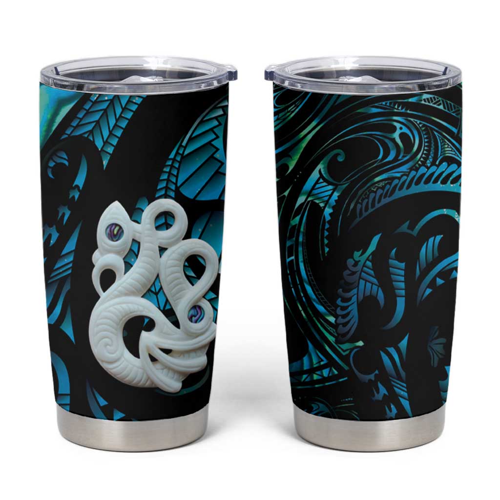 Manaia New Zealand Matariki Tumbler Cup NZ Paua Shell Maori Art LT14 Turquoise - Polynesian Pride