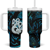 Manaia New Zealand Matariki Tumbler With Handle NZ Paua Shell Maori Art LT14 One Size: 40 oz Turquoise - Polynesian Pride
