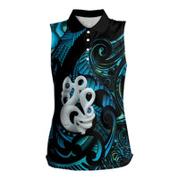 Manaia New Zealand Matariki Women Sleeveless Polo Shirt NZ Paua Shell Maori Art