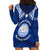 Marshall Islands Hoodie Dress Blue Polynesian Tribal Mix Coat Of Arms LT14 - Polynesian Pride