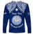 Personalised Marshall Islands Long Sleeve Shirt Blue Polynesian Tribal Mix Coat Of Arms LT14 - Polynesian Pride