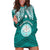 Personalised Marshall Islands Hoodie Dress Turquoise Polynesian Tribal Mix Coat Of Arms LT14 Turquoise - Polynesian Pride