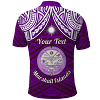 Custom Marshall Islands Polo Shirt Purple Polynesian Tribal Mix Coat Of Arms LT14 - Polynesian Pride